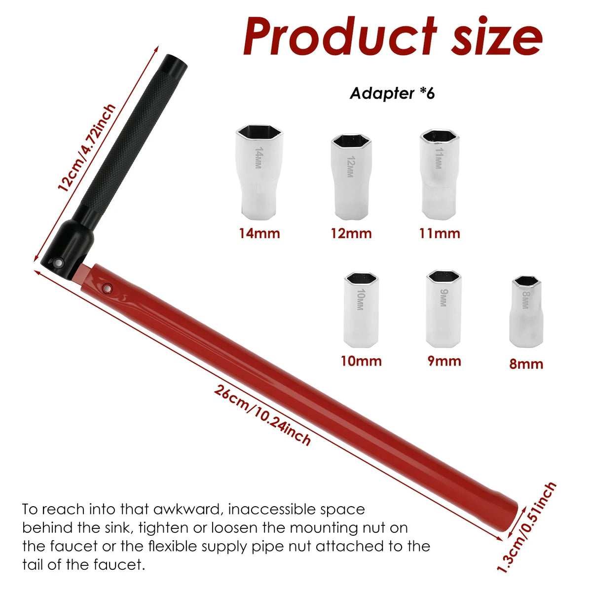Carbon Steel Tap Wrench Adapter Bathroom Sink Faucet