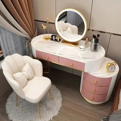 Pink White Vanity Table Women Luxury Nail European