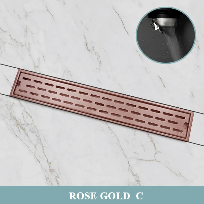 304 Stainless Steel Bathroom Drain Brushed Rose Gold