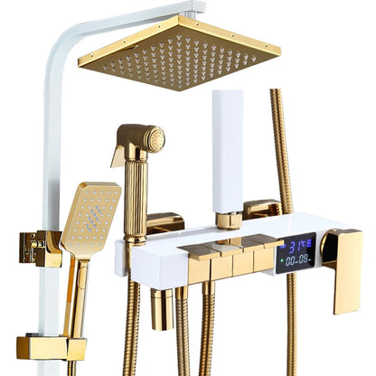 Brushed Gold Thermostatic Digital Bathroom Shower Inch Rain