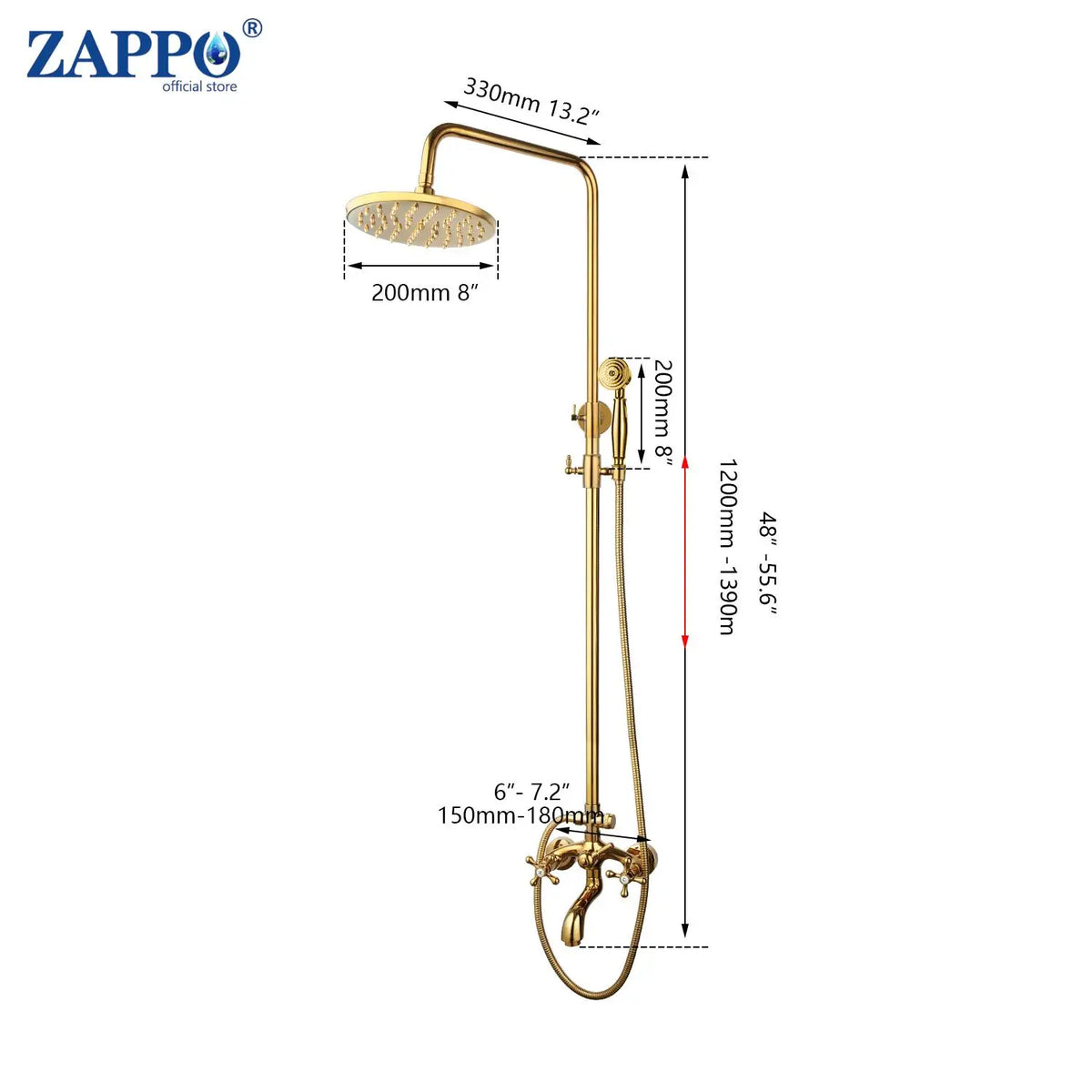Zappo Antique Shower Wall Bathroom Bath Shower Faucet
