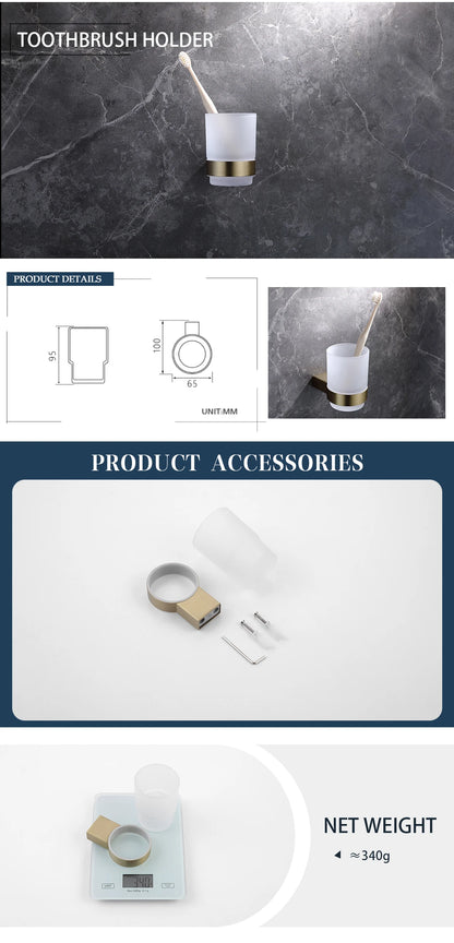 Brushed Gold Bathroom Toilet Brush Holder Toilet Paper