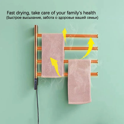 Bathroom Rose Gold Towel Warmer Touch Control Timing
