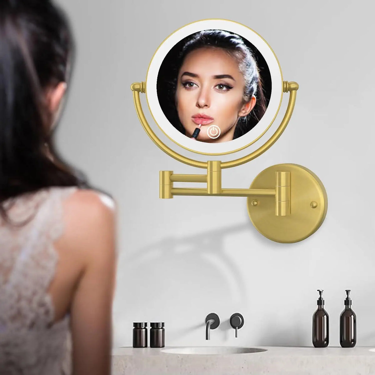 Brushed Gold Led Bathroom Mirrors Quality Brass 10x