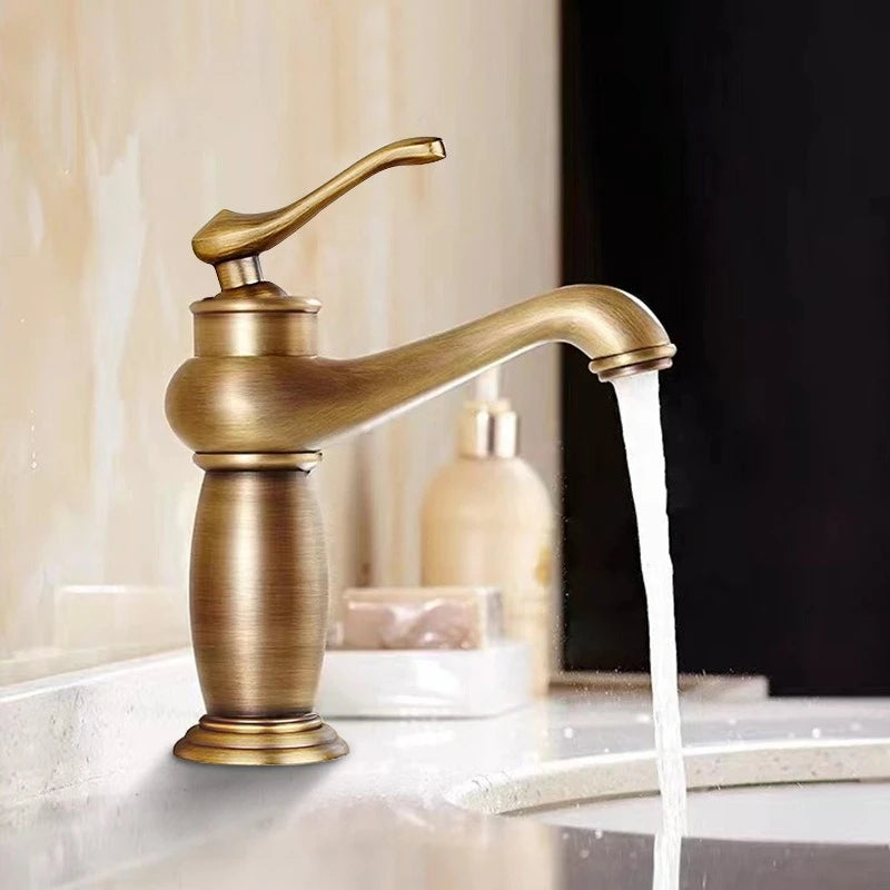 Luxury Europe Style Antique Gold Bathroom Basin Faucet