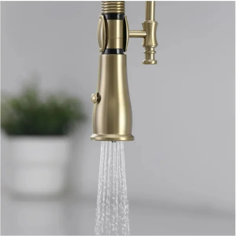 Brushed Gold Pull Out Faucet Sink Mixer 360