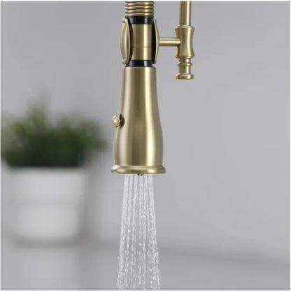 Brushed Gold Pull Out Faucet Sink Mixer 360