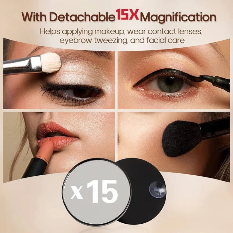 Vanity Makeup Mirror Lights Detachable 15x Magnification Color