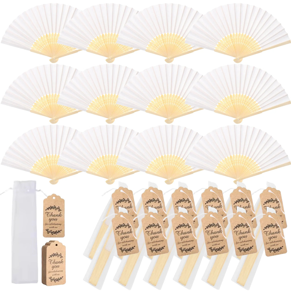 30-120pcs Wedding Hand Fans Folding Fans Guest Paper