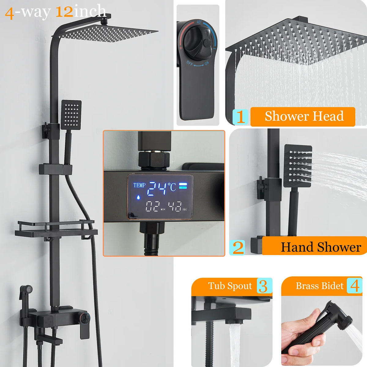 Ulgksd Thermostatic Shower Faucet Full Bathroom Rainfall Mixer