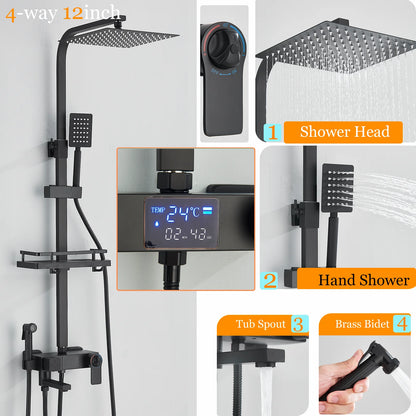 Ulgksd Thermostatic Shower Faucet Full Bathroom Rainfall Mixer