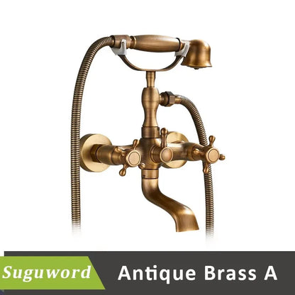 Retro European Bathtub Shower Faucet Handled Handshower Ceramics