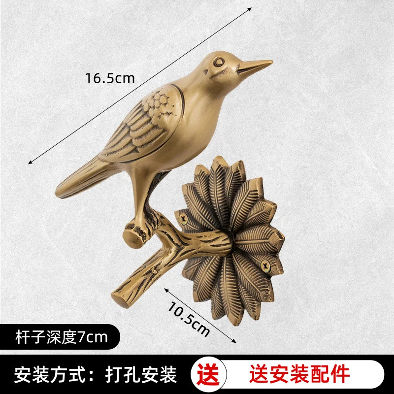 Retro Brass Bird Towel Ring Storage Rack Perforation-Free