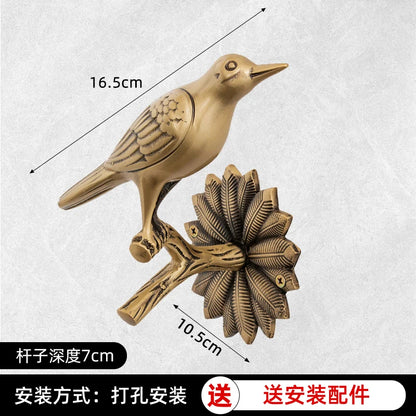Retro Brass Bird Towel Ring Storage Rack Perforation-Free