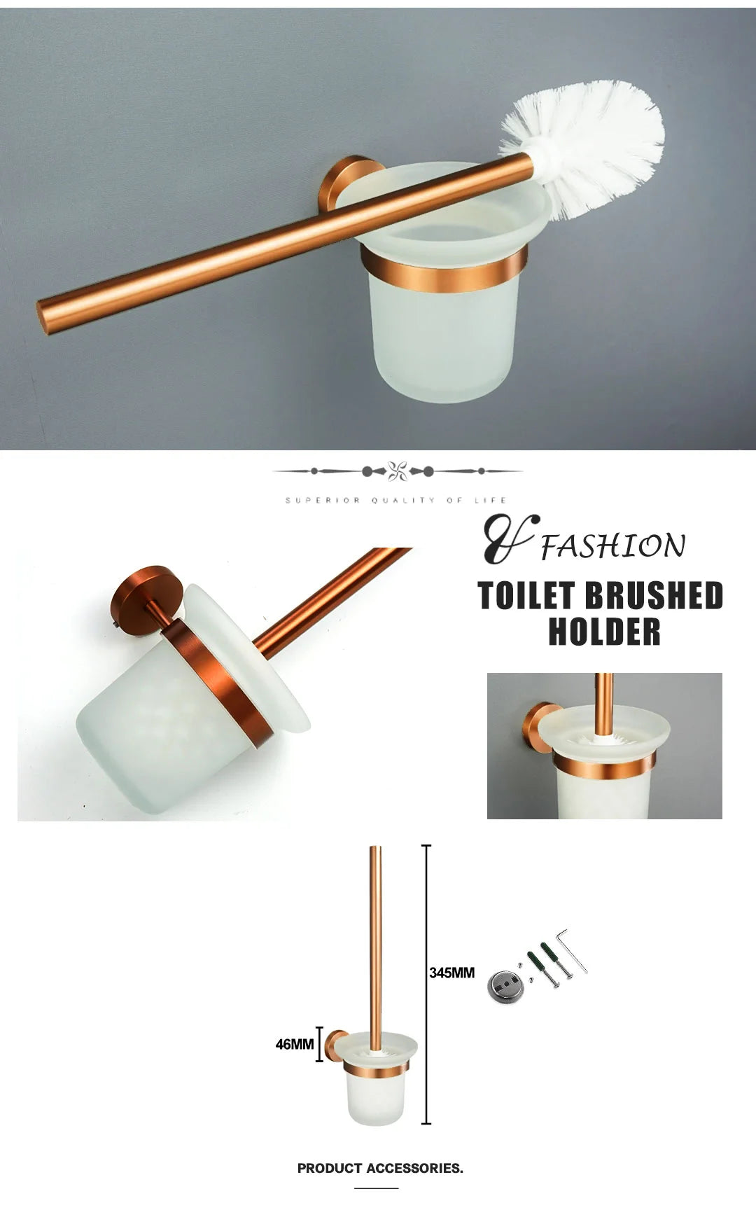 High Quality Brushed Rose Gold Bathroom Pendant Towel