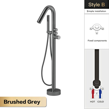Aitna Gold Brass Luxury Bathroom Faucet Floor Standing