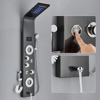 Shinesia Led Shower Panel Rainfall Bathroom Column Mixer