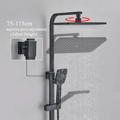 Black Smart Thermostatic Shower Faucet Bathroom Intelligent