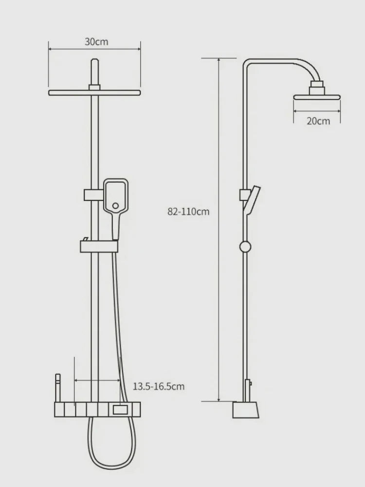 Digital Display Shower Faucet Modern Style Rainfall Bathroom