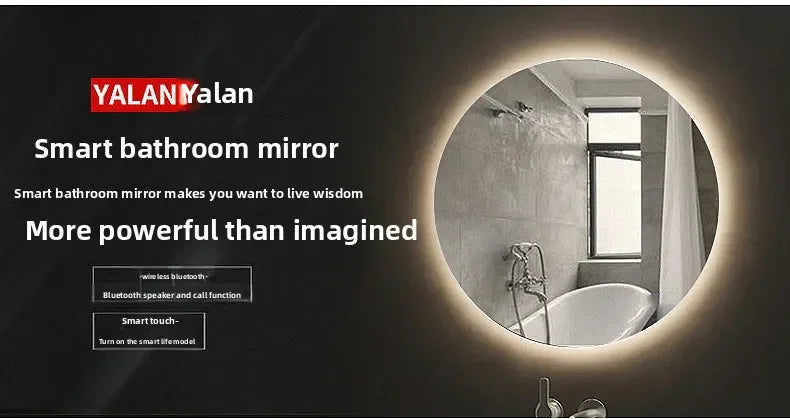 Mirror Round Mirror Wall-Mounted Smart Bathroom Mirror Led
