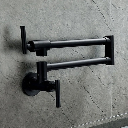 Black Wall Mounted Pot Filler Faucet Swivel Folding