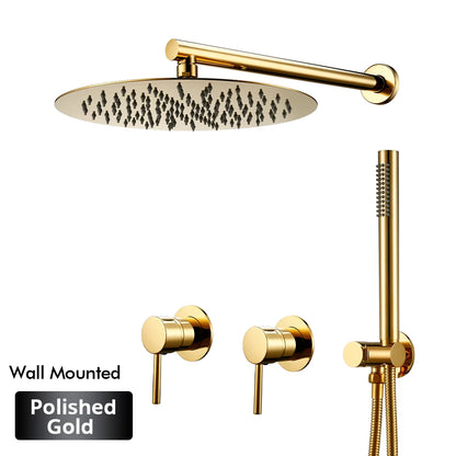 Rainfall Shower Rose Gold Wall Mounted Bathroom Shower