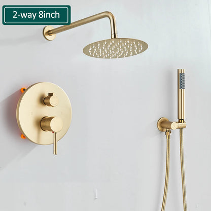 Gold Brushed Shower Faucets 2/3 Way Concealed Shower