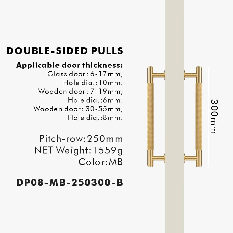 Nurlin Brass Door Double Sided Knurled Pull Bar