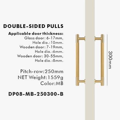Nurlin Brass Door Double Sided Knurled Pull Bar