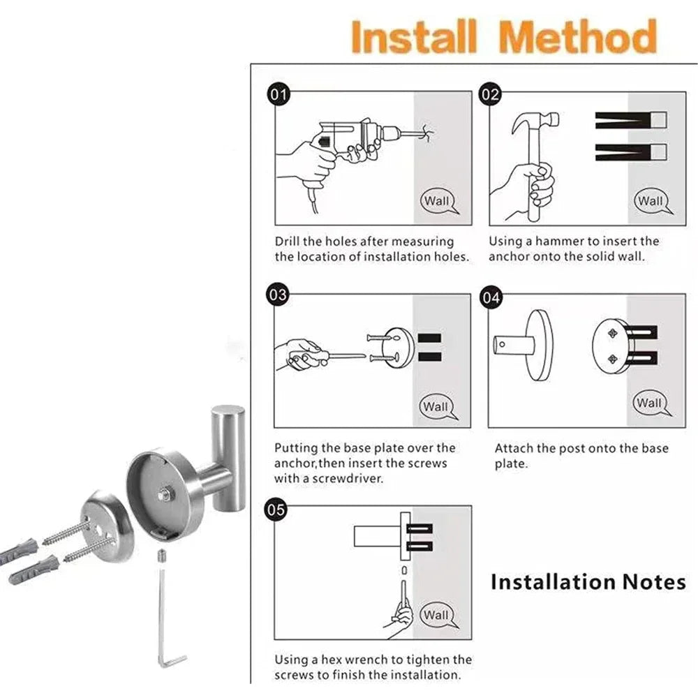 Wall Mounted Bath Towel Hooks Stainless Steel Robe