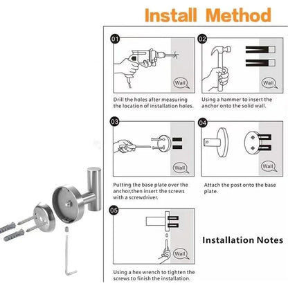 Wall Mounted Bath Towel Hooks Stainless Steel Robe