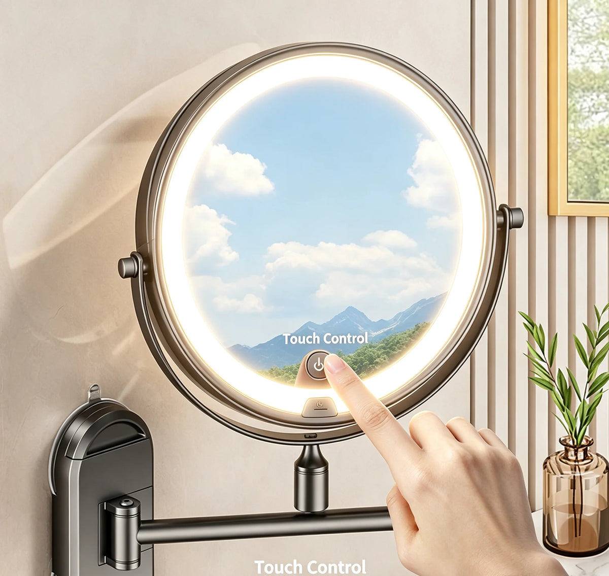 Inch Wall Mounted Makeup Mirror Extending Folding Double
