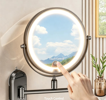 Inch Wall Mounted Makeup Mirror Extending Folding Double