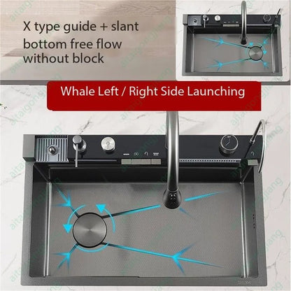 0mm Double Waterfall Sink Embossed Stainless Steel Sink