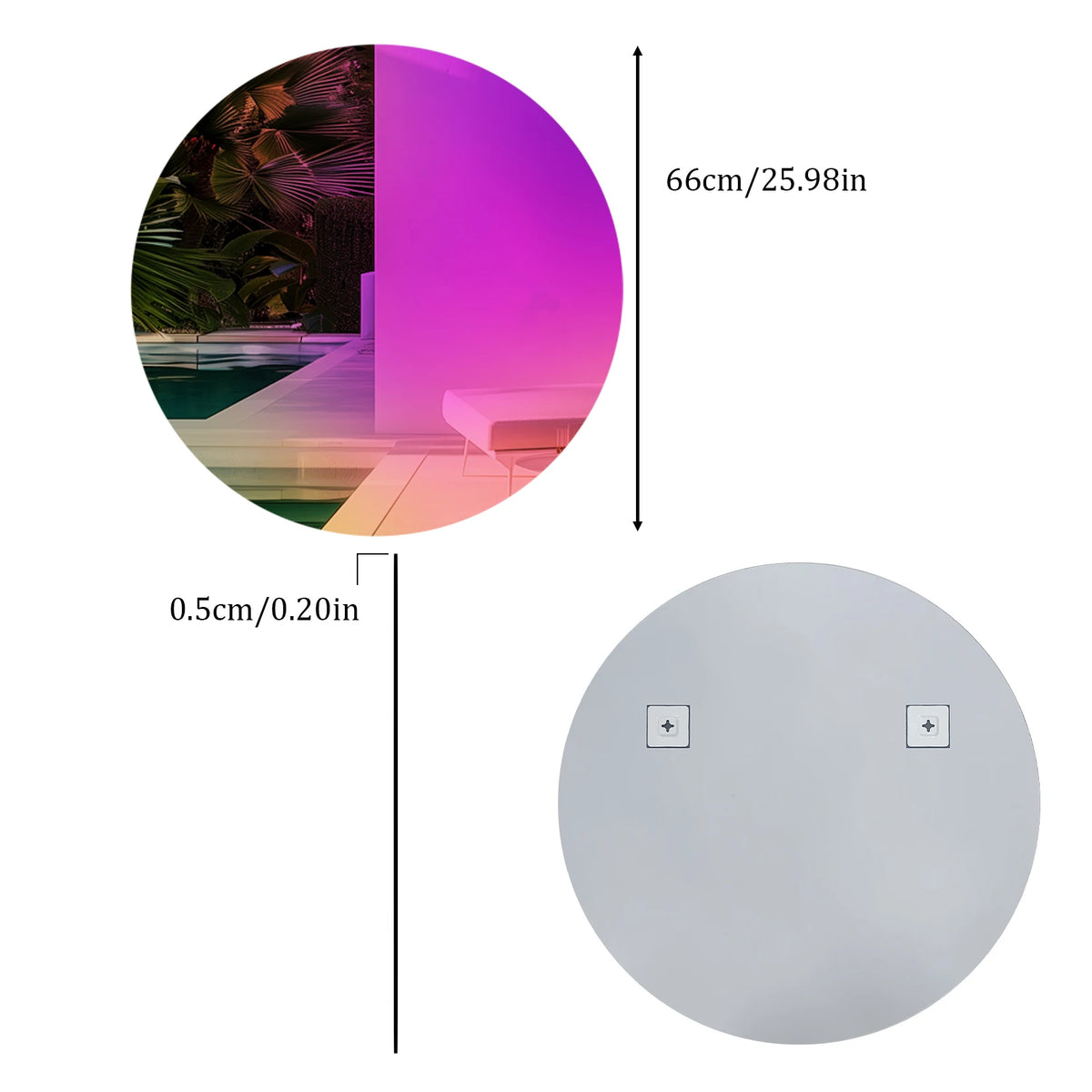 Wall Mirror Colorful Gradients Decor 26 Round Mirror