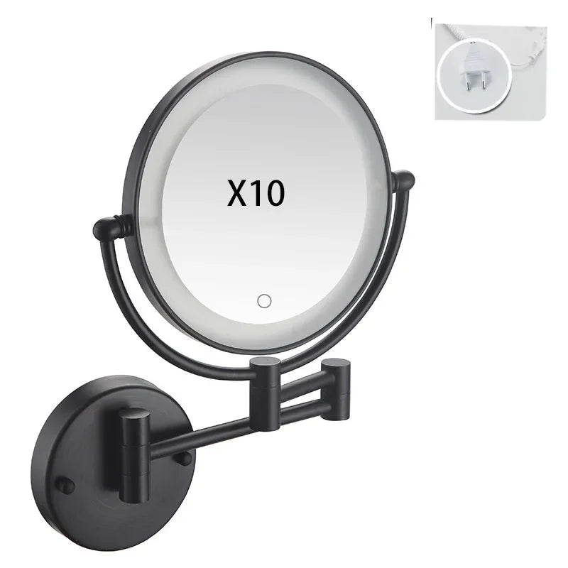 Bathroom 8-Inch Makeup Mirror Folding Rotating Telescopic Mirror