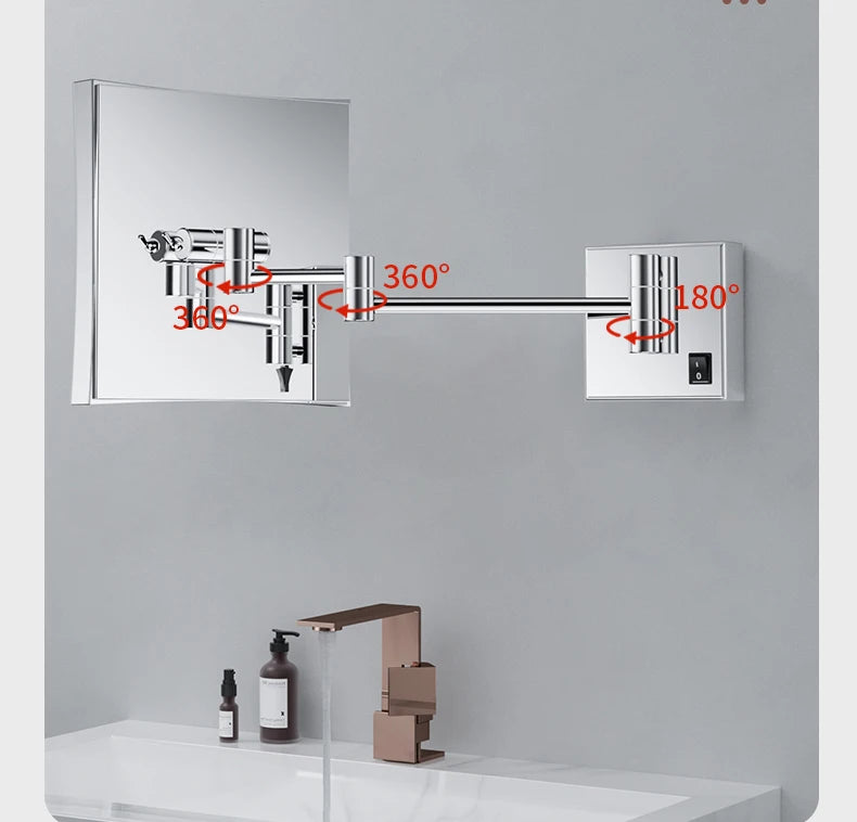 Square Touch Bathroom Mirror Wall Mounted Lighted Bathroom