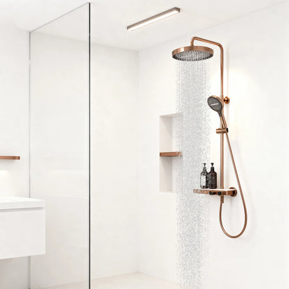 Kemaidi Rose Gold Bathroom Shower Rainfall Cold Control