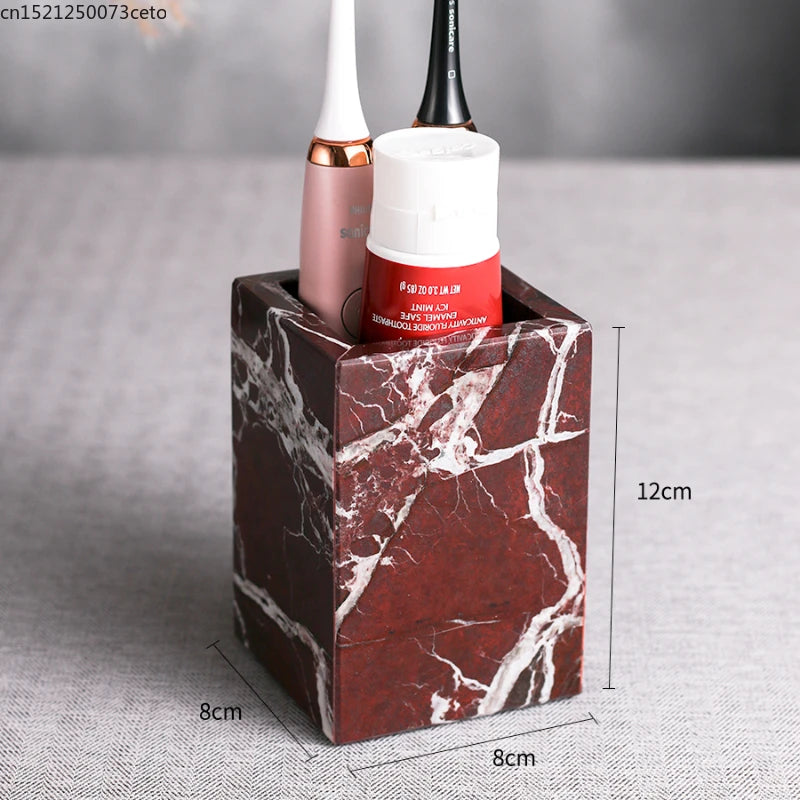 Natural Purple Red Marble Bathroom Lotion Bottle Toothbrush