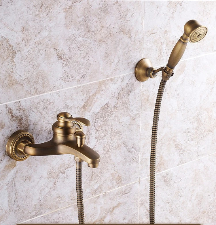 Brass Vintage Gold/Black Simple Shower Spray Handheld Shower