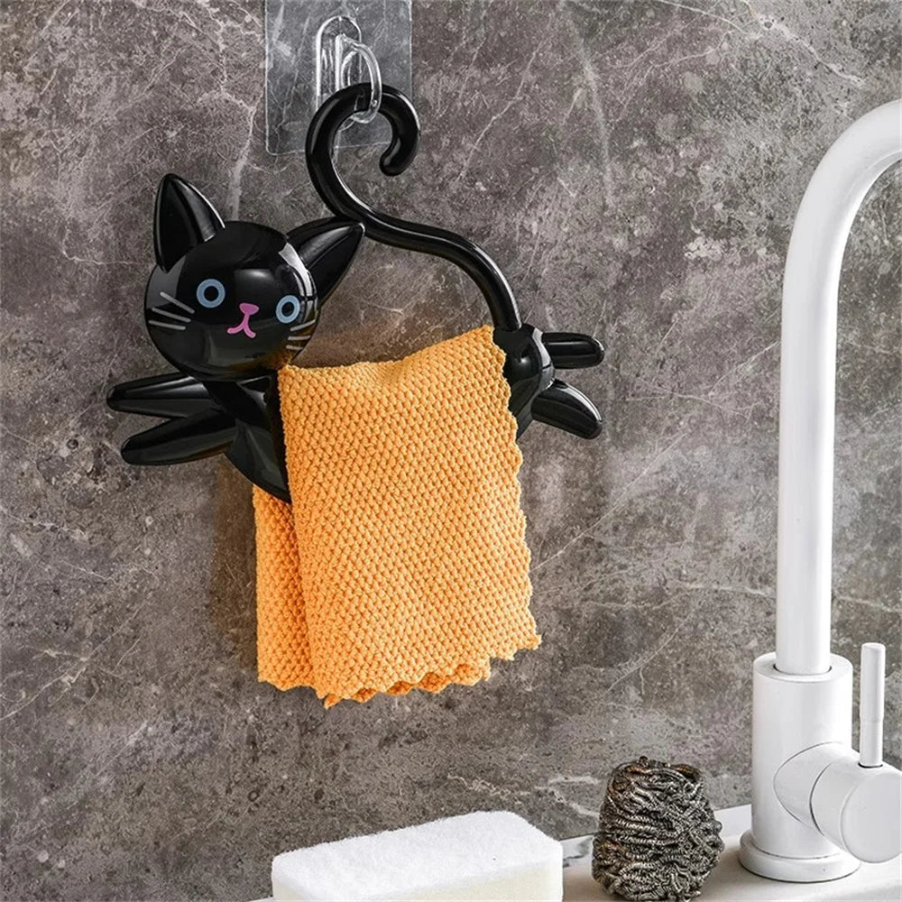 Cute Cartoon Towel Rack Bathroom Cat Shaped Towel