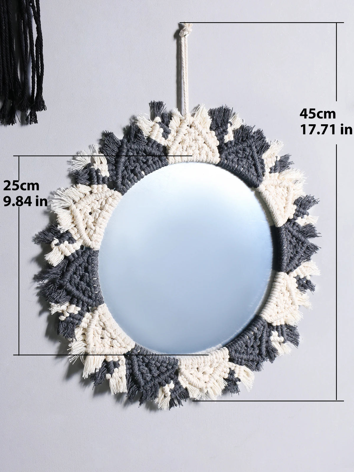 Boho Decorative Mirrors Macrame Round Mirror Aesthetic Room