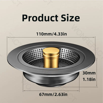 Universal Sink Strainer Stainless Steel Pop-Up Drain Plug