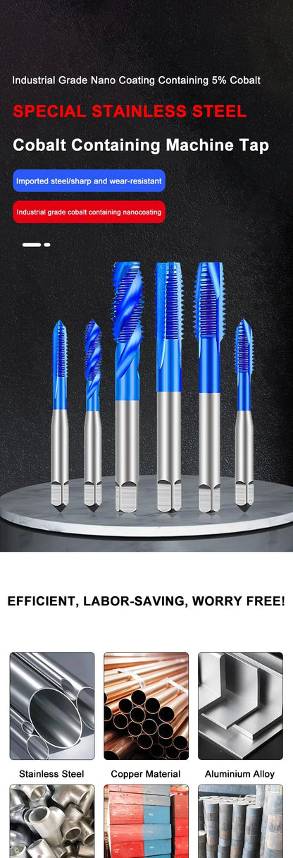 Azzkor Tip/Spiral/Straight Groove Tap M35 Cobalt Containing Blue