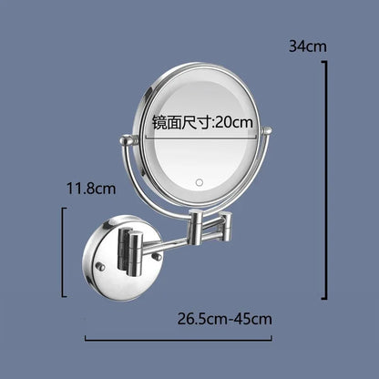 Bathroom 8-Inch Makeup Mirror Folding Rotating Telescopic Mirror