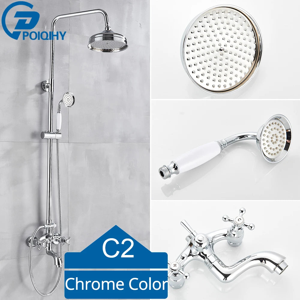 Bathroom Shower Faucet Brass Rainfall Shower Mixer Tap