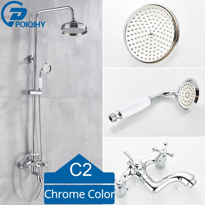 Bathroom Shower Faucet Brass Rainfall Shower Mixer Tap