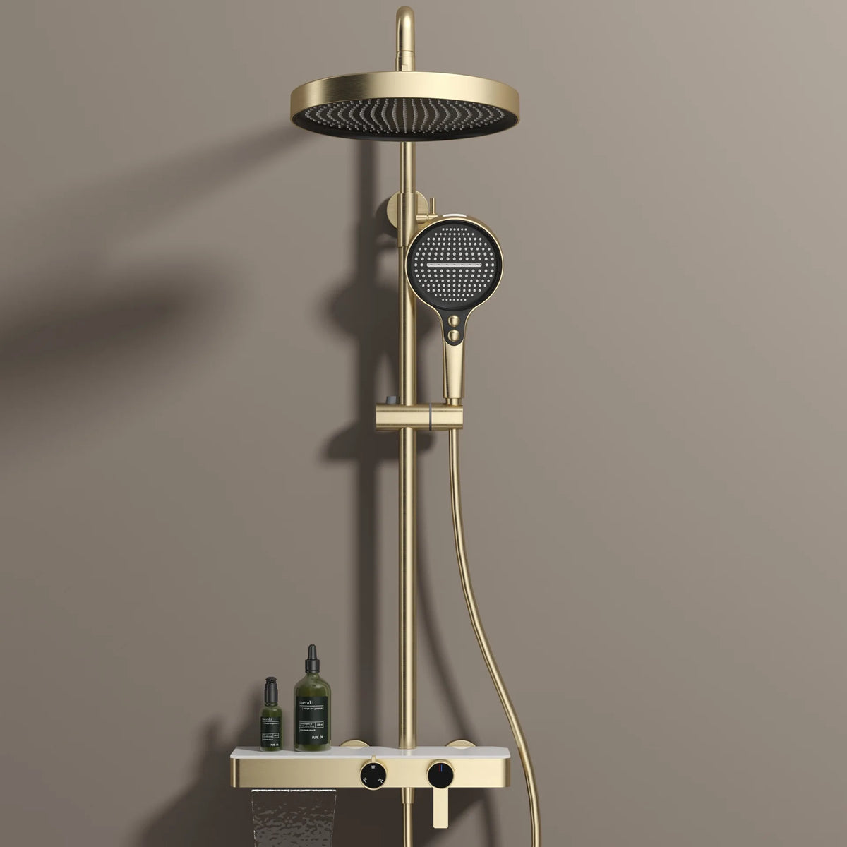 Kemaidi Bathroom Shower System Cold Control Knobbed Triple