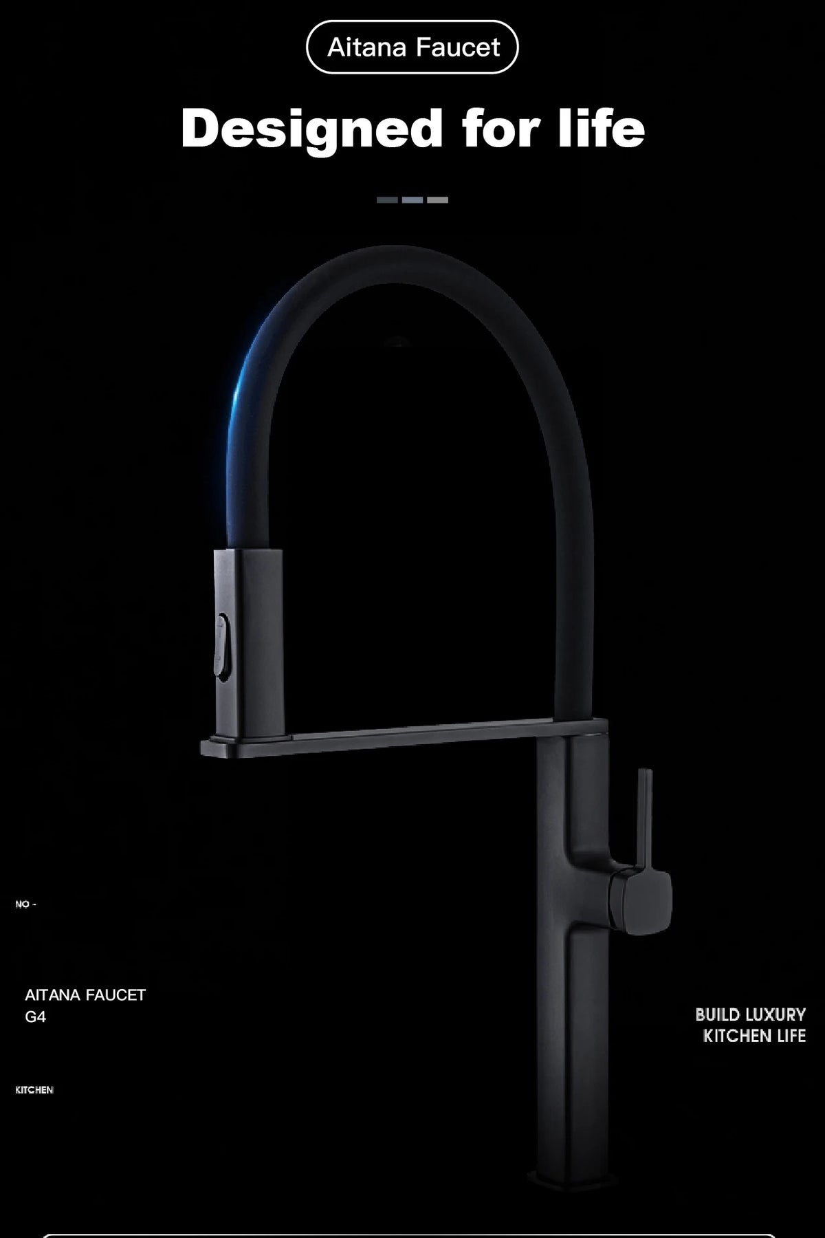 Luxury Black Brass Faucet Simple Design Magnetic Suction