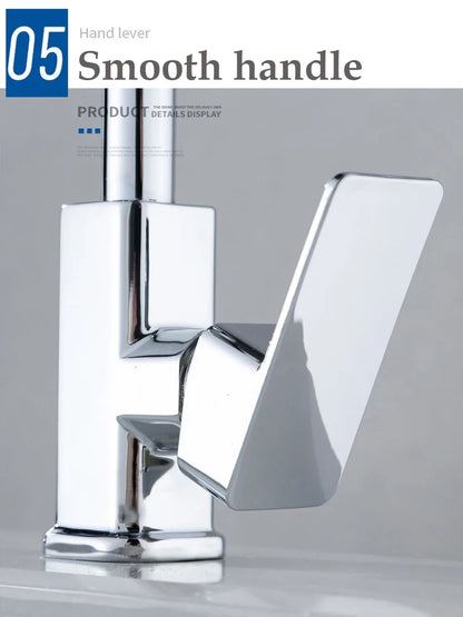 360 Rotation Bathroom Basin Faucet Silver Faucet Brass